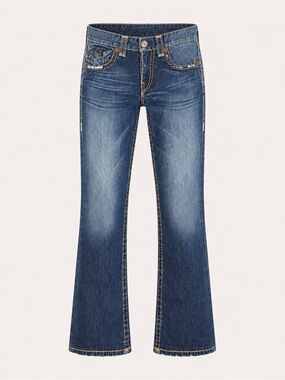 True Religion Joey Bootcut Jeans Blue Size 33 Made USA Y2K Distressed Denim